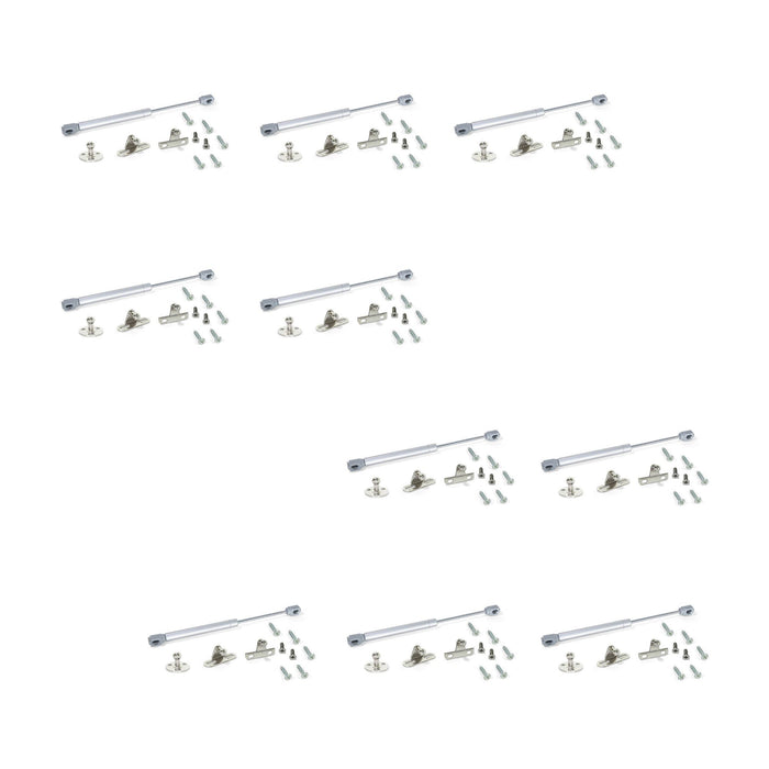 Kit von 10 Kolben H Klapptür, 11kg, 100mm Lauf, Halterungen, Stahl Kunststoff, Metallic Grau