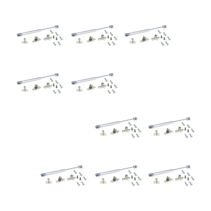 Kit von 10 Kolben H Klapptür, 5kg, 80mm Lauf, Halterungen, Stahl Kunststoff, Metallic Grau