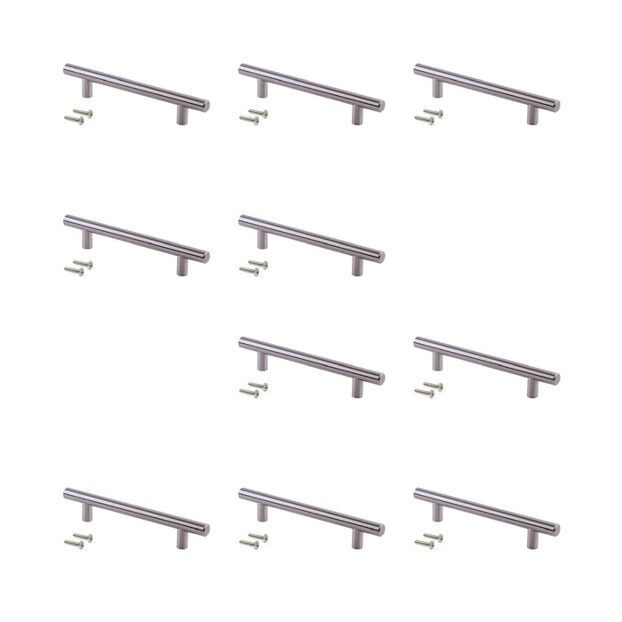 Lot von 10 Möbelgriffe Orlando, L210mm, 160mm Achsenabstand, Stahl, Nickel satiniert