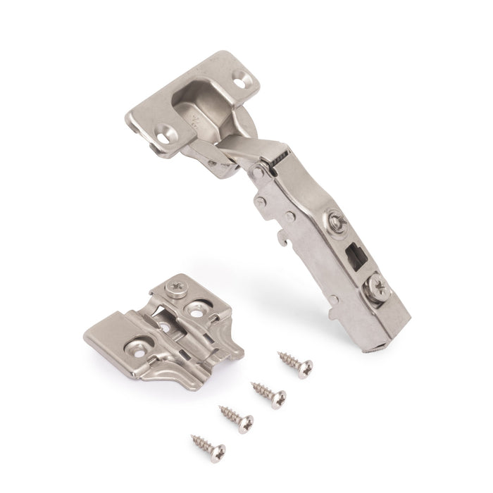 Kit von 20 Topfscharniere X91 Eckanschlag sanftem Schließautomatik Kreuzmontageplatten zum Schrauben, H 0, Stahl, vernickelt