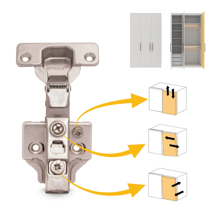 Kit von 20 Topfscharniere X91 telanschlag Schließautomatik Kreuzmontageplatten zum Schrauben, H 0, Stahl, Vernickelt