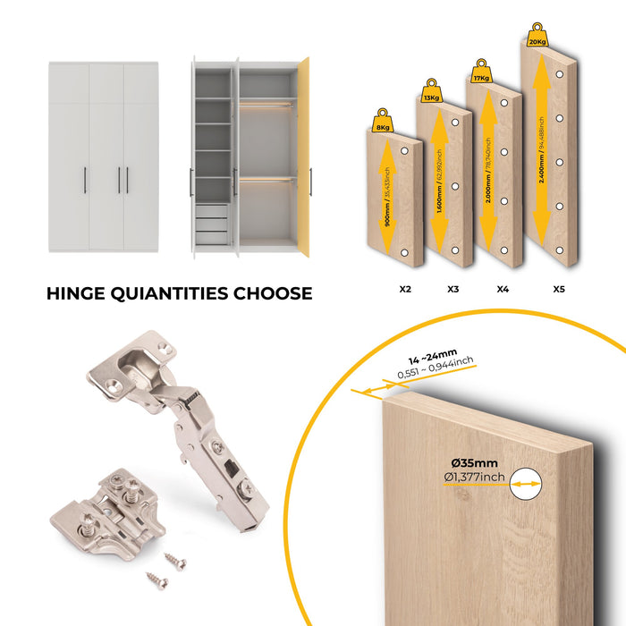 Kit von 20 Topfscharniere X91 telanschlag Schließautomatik Euro-Zusätzen, H 0, Stahl, vernickelt