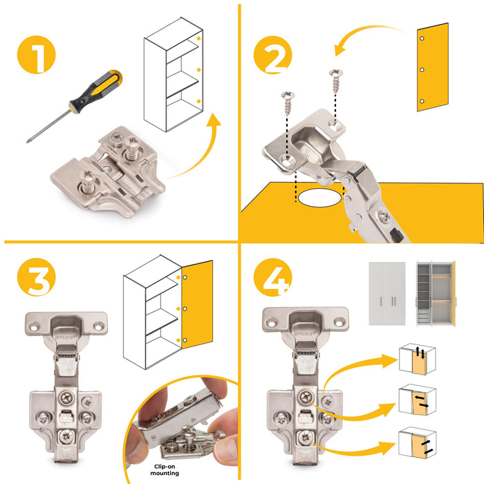 Kit von 20 Topfscharniere X91 telanschlag Schließautomatik Euro-Zusätzen, H 0, Stahl, vernickelt