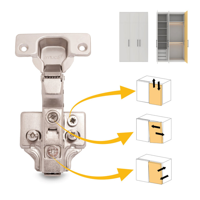 Kit von 20 Topfscharniere X91 Innenanschlag sanften Schließen Ergänzungen, H 0, Stahl, Vernickelt