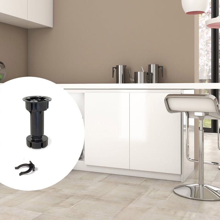 Lot von 10 Nivellierer Bone, vormontierter Sockel, H 150mm, verstellbar 148-165mm, Kunststoff, Schwarz