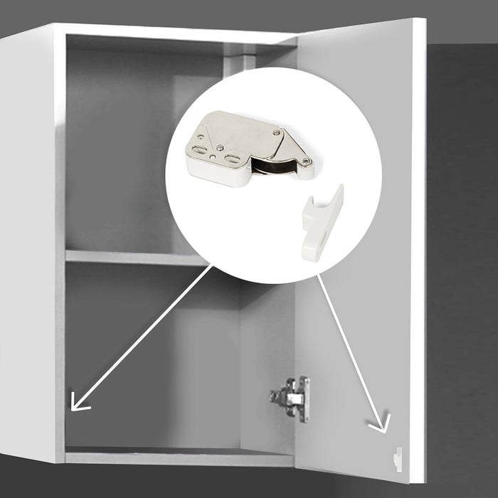 Kit von 10 Schwenkverschluss Fast Latch, Stahl Kunststoff, Weiß