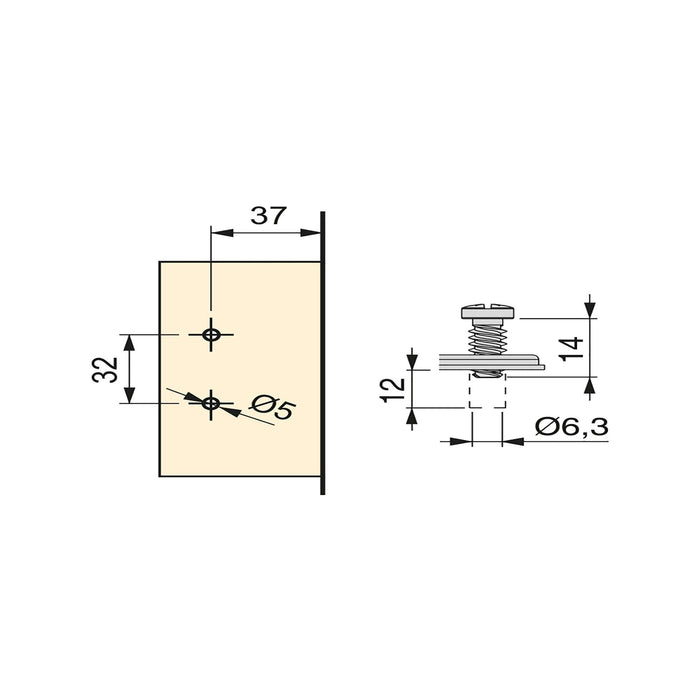 Kit von 10 Topfscharniere X91 telanschlag 165 Grad Öffnungswinkel Schließautomatik Euro-Einsätzen, H 0, Stahl, vernickelt