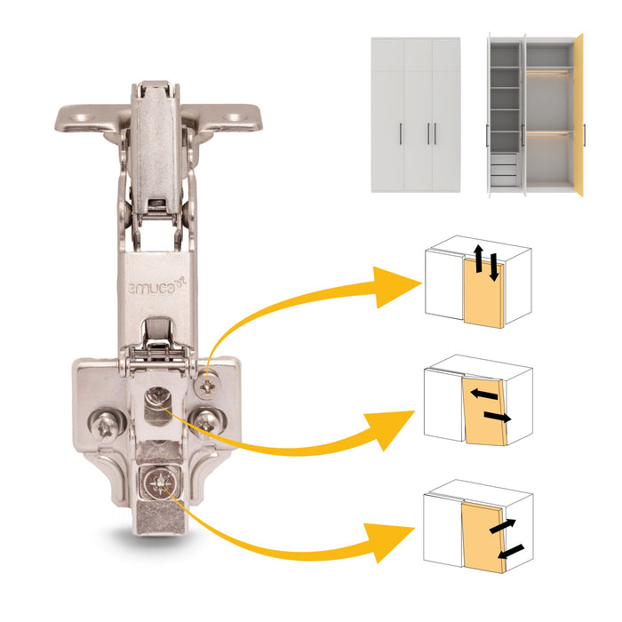 Kit von 10 Topfscharniere X91 telanschlag 165 Grad Öffnungswinkel Schließautomatik Euro-Einsätzen, H 0, Stahl, vernickelt