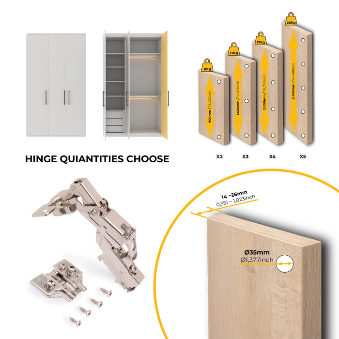 Kit von 10 Topfscharniere X91 telanschlag 165 Grad Öffnungswinkel Schließautomatik Euro-Einsätzen, H 0, Stahl, vernickelt