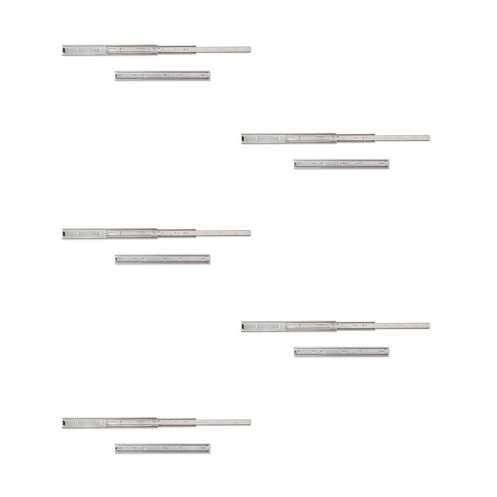 5er Satz Kugelführungen, H 45mm, T 400mm, Vollauszug, Verzinkt