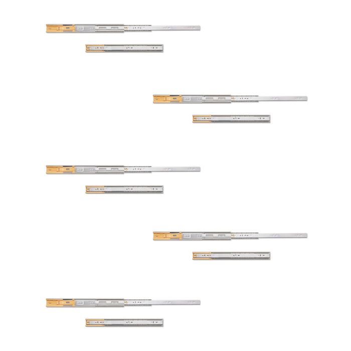 5er Satz Kugelführungen, H 45mm, T 400mm, Vollauszug, Schließautomatik, Verzinkt