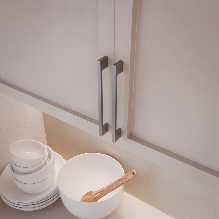 Emuca NEU | Lot von 20 Möbelgriffe Paiporta, L160mm, 128mm Achsenabstand, Zamak, Nickel satiniert