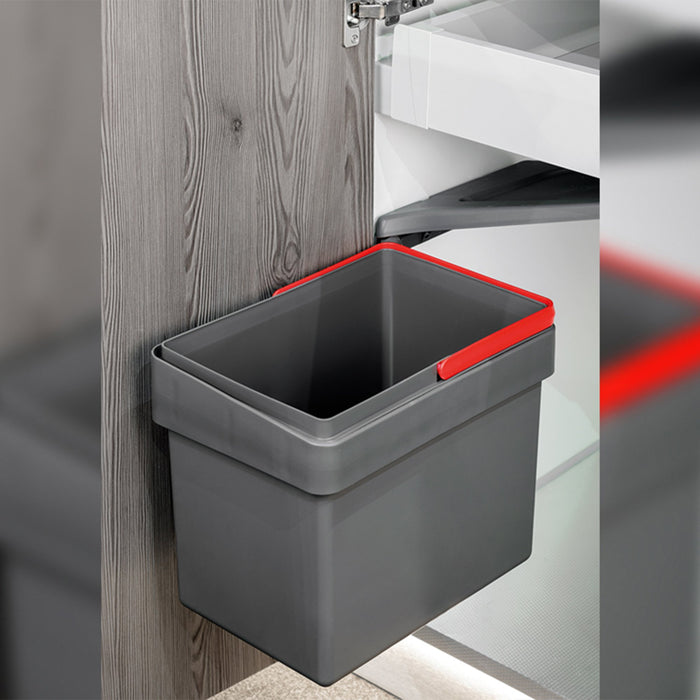 Recyclingbehälter Befestigung an der Möbeltür, 1 ausziehbarer 15 Liter Becher, Kunststoff anthrazitgrau
