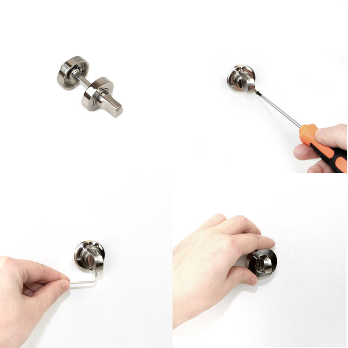 Satz von 5 Verurteilungen rer Rosette Innentüren, Durchmesser 35mm, Zamak, Nickel satiniert