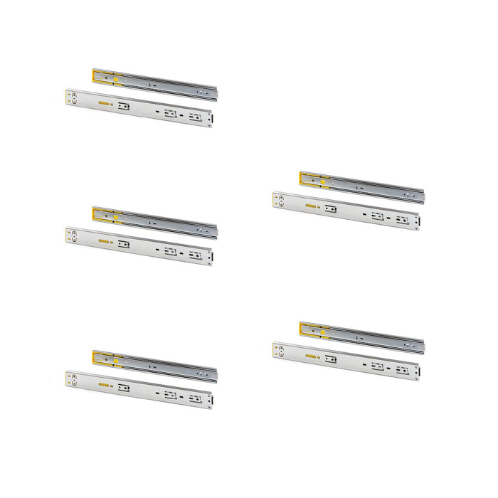 5er Satz Kugelführungen, H 45mm, T 500mm, Vollauszug, Push, Schließautomatik, Verzinkt