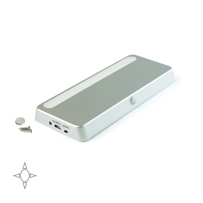 USB wiederaufladbare LED-Leuchte Kraz Bewegungssensor, natürliches weißes Licht 4.000K, Kunststoff, Metallisch grau