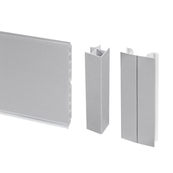Lot Küchensockelleisten Verbindungsbeschlägen, H 100mm, 2 Leisten L 2,35m, Kunststoff, satiniert