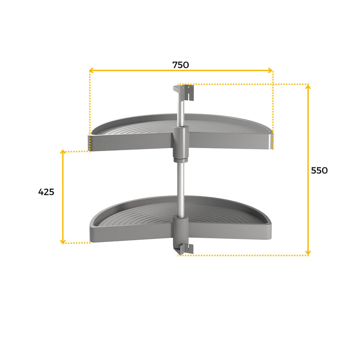 Lot Drehplatten Shelvo 1/2, 900mm Modul, Kunststoff Aluminium, Grau