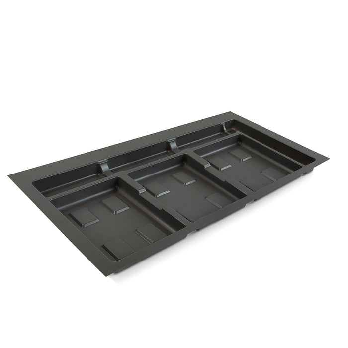 Basis Recyclingbehälter Küchenschublade, 3 Fächer, Modul 900mm, Kunststoff anthrazitgrau