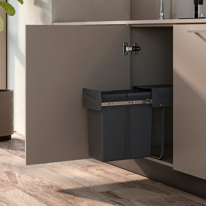 Recyclingbehälter Bodenmontage manuellen Entnahme in Küchenzeilen, Kunststoff anthrazitgrau