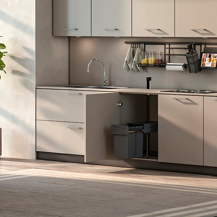 Recyclingbehälter Bodenmontage manuellen Entnahme in Küchenzeilen, Kunststoff anthrazitgrau