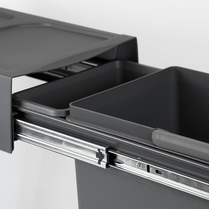 Recyclingbehälter Bodenmontage manuellen Entnahme in Küchenzeilen, Kunststoff anthrazitgrau