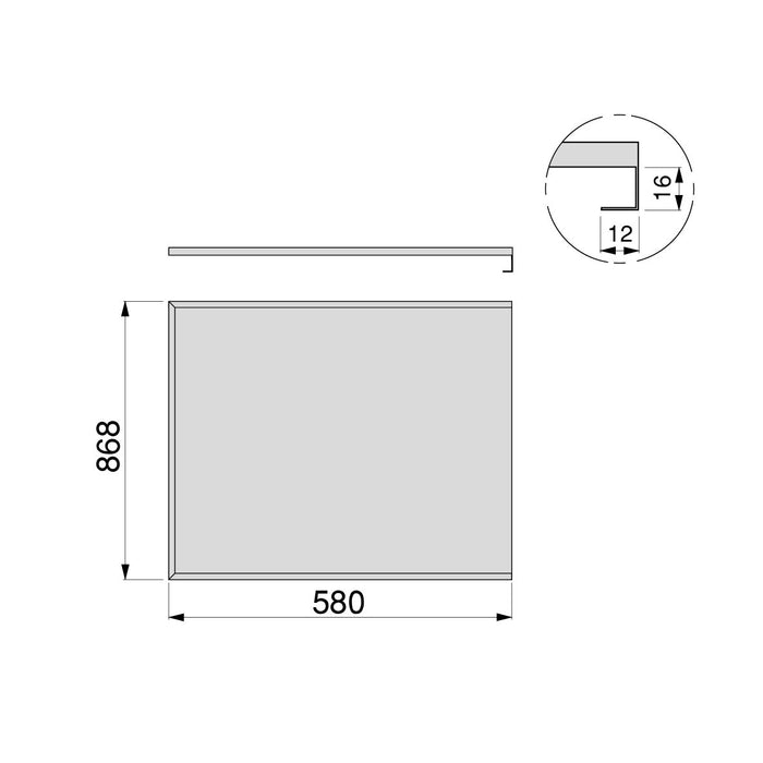 Bodenschutz Küchenmöbel, 16mm Stärke, Modul 900mm, 868x580mm, Kunststoff Aluminium, Aluminium Natur