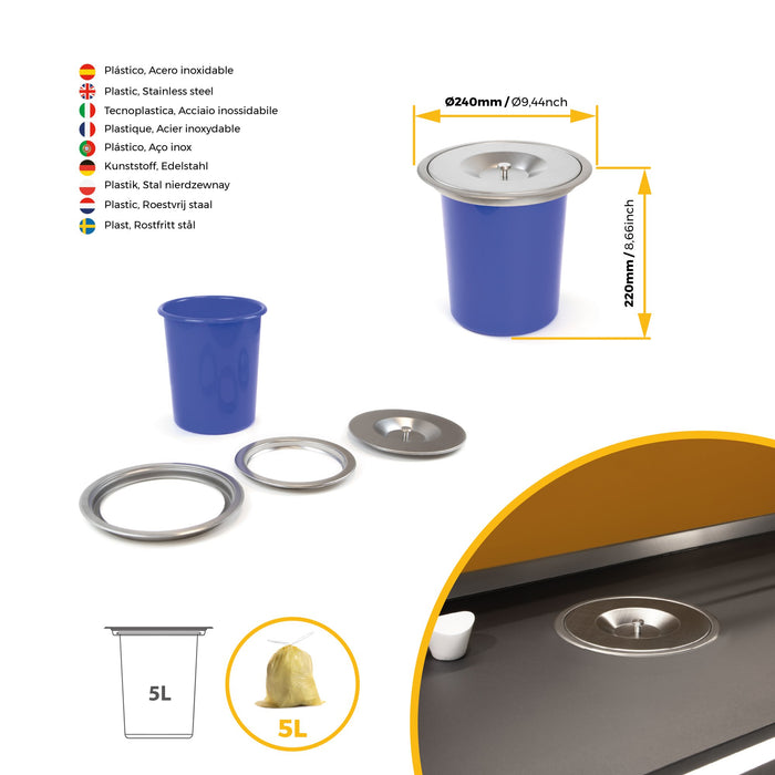 Recyclingbehälter 5 Liter, Edelstahl Kunststoff