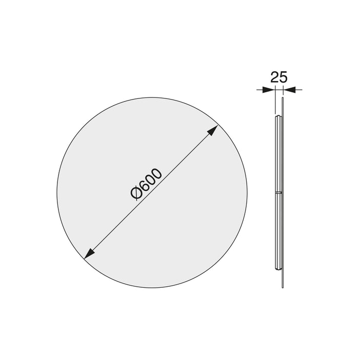 Cassiopeia Badezimmerspiegel dekorativer LED-Beleuchtung, Durchmesser 60cm, AC 230V 50Hz, 20W 12W, Aluminium Glas