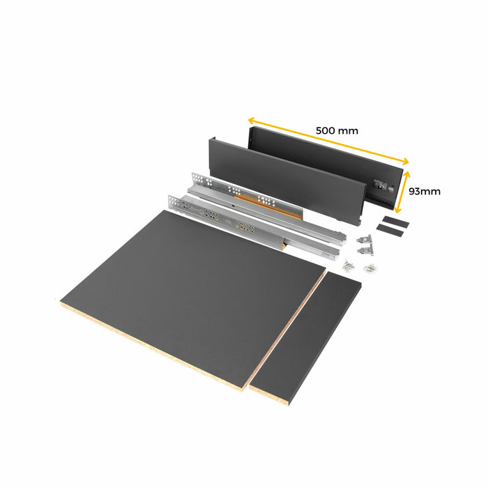 Schubladegarnitur Vertex Küche oder Badezimmer, H 93mm, Einlegeböden, Modul 450mm, Weiß lackiert
