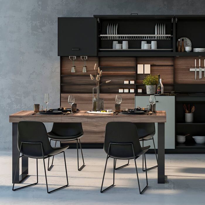 Set rechteckiger Tischbeine Square, Breite 800mm, Stahl, Schwarzer lackiert