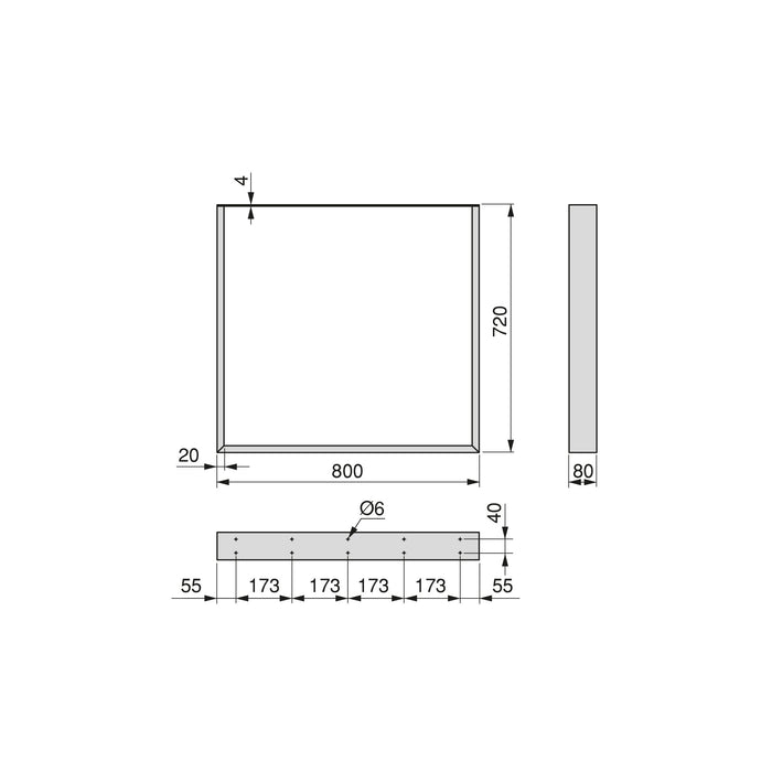 Set rechteckiger Tischbeine Square, Breite 800mm, Stahl, Schwarzer lackiert