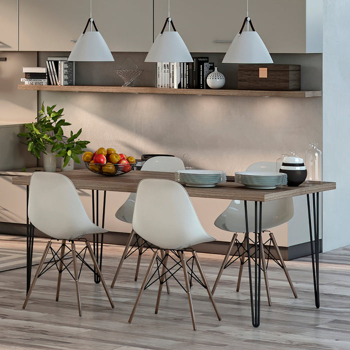 Lot von 4 Tischbeine 3 Stangen Hairpin, H 710mm, Stahl, Schwarz lackiert