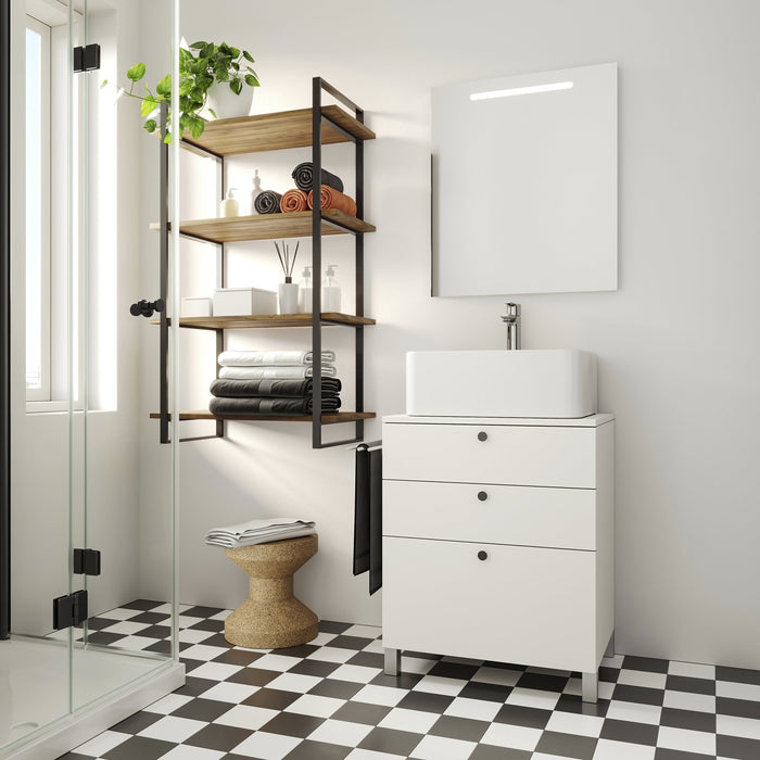 Set aus Lader Regal set Rahmen Fachböden, H 1150mm, Stahl, Schwarzer lackiert Holz