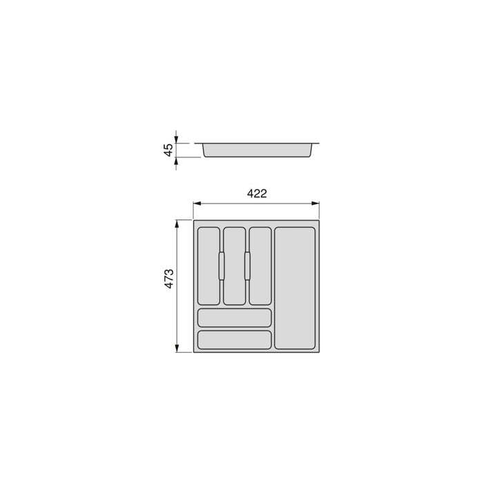Besteckeinsatz Optima Vertex/Concept, T 500mm, 16mm Stärke, Modul 500mm, Kunststoff, weiss