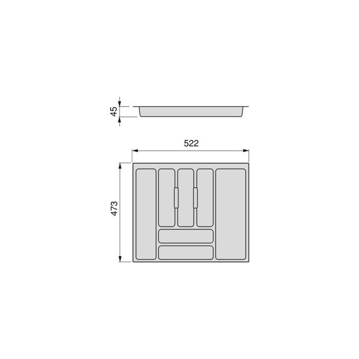 Besteckeinsatz Optima Vertex/Concept, T 500mm, Stärke 16mm, Modul 600mm, Kunststoff, weiss