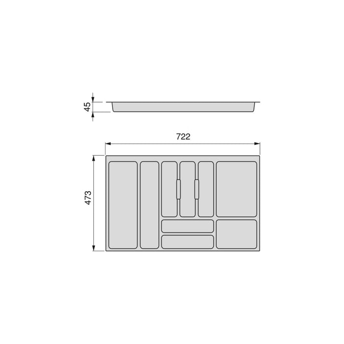 Besteckeinsatz Optima Vertex/Concept, T 500mm, Stärke 16mm, Modul 800mm, Kunststoff, weiss