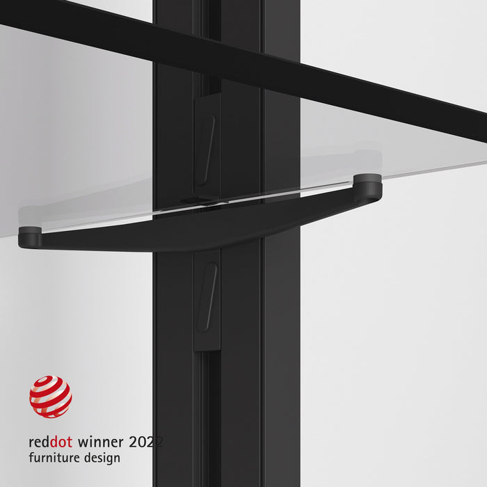 Satz von 5 Glasböden die Struktur Zero, ohne Glas, Zamak, Tiefschwarz lackiert