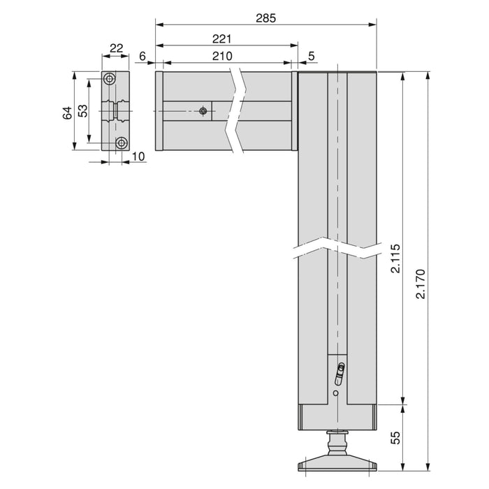 Satz von 3 Zero Rahmen Beschlägen Profilen Boden- Wandmontage rechteckiger Nivellierung, Aluminium Zamak, Schwarz strukturiert