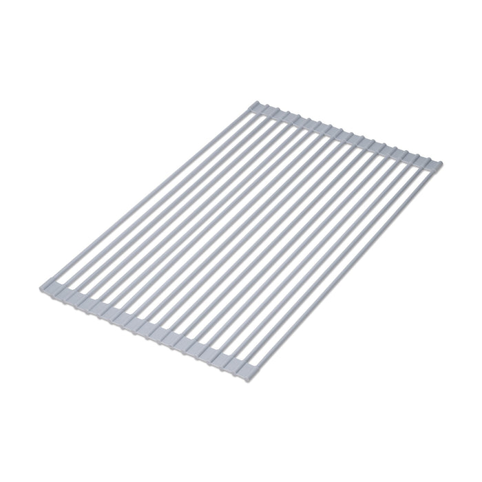 Geschirrabtropfer aus Silikon, flexibel rollbar, Stahl Kunststoff, Grau