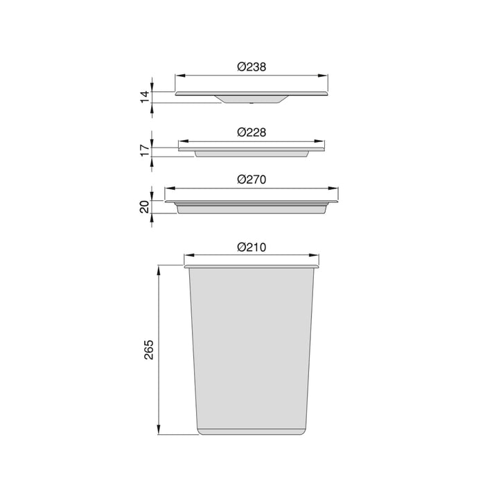 Recyclingbehälter 7 Liter, Edelstahl Kunststoff