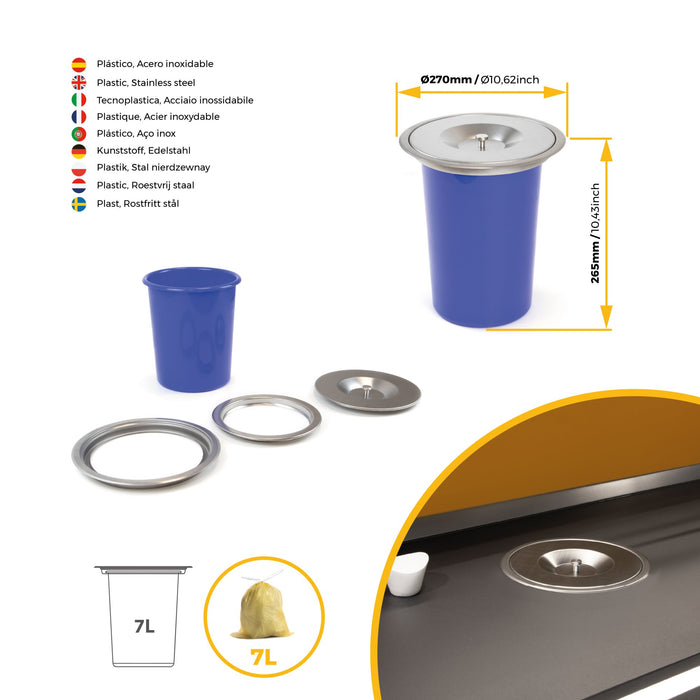 Recyclingbehälter 7 Liter, Edelstahl Kunststoff