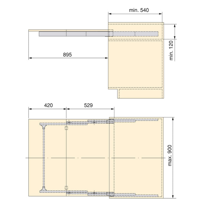 Führung Lunch ausziehbaren Tisch, Aluminium, Edelstahl eloxiert