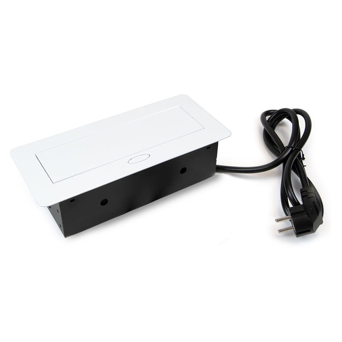 Desktop-Multistecker Atom 26 Lite, 225x111mm, 2 Schukosteckdosen, 1 USB Typ A, 1 USB Typ C, Zamak-Stahl-Kunststoff, Weiß