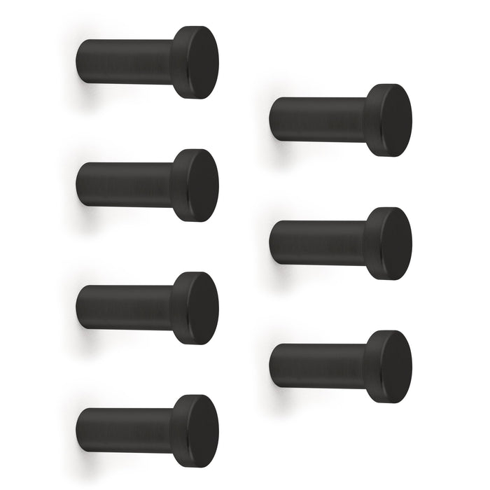 Satz von 7 Wellington Wandhaken, Zamak, Schwarz lackiert