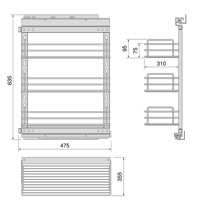 Auszugswagen TitanteStar Schließautomatik, Modul 400mm, Stahl, Anthrazitgrau
