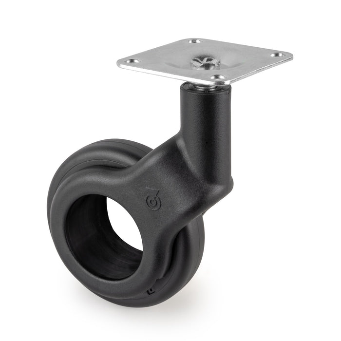 Lot von 4 Rollen Hole 2 Montageplatte, Durchmesser 60mm, Stahl Kunststoff, Schwarz lackiert