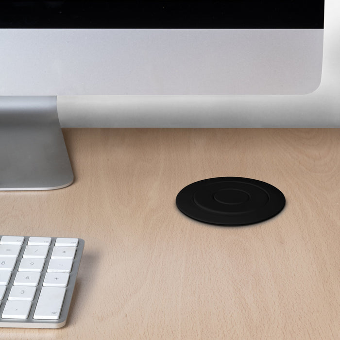 abnehmbarer Multistecker Vertikal, 3 Schuko-Stecker, 2 USB Typ A, Kunststoff Aluminium, Schwarz metallic