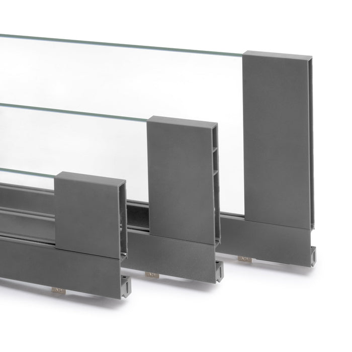 Außenschublade Vertex 40Kg Glas-Einschubelement H 93mm, 450mm tief, Stahl Aluminium Glas, Anthrazitgrau