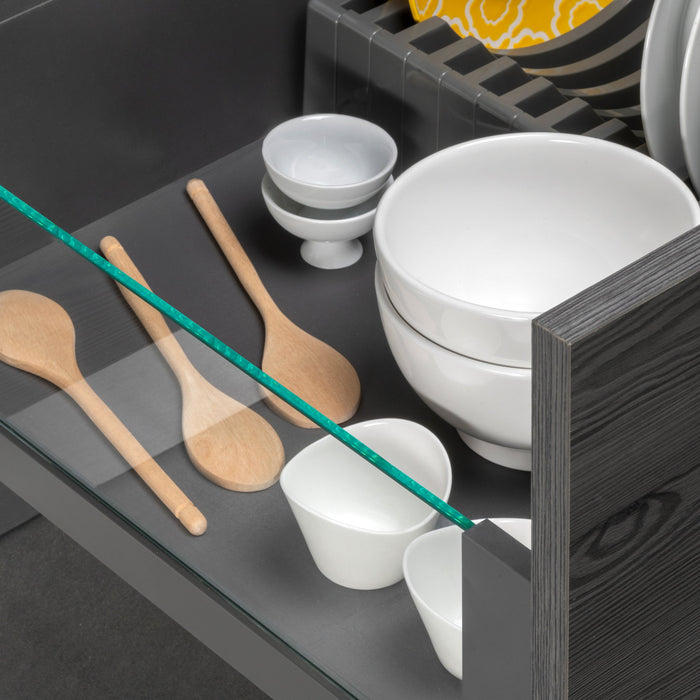 Außenschublade Vertex 40Kg Glas-Einschubelement 178mm hoch, 450mm tief, Stahl Aluminium Glas, Anthrazitgrau